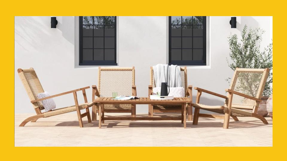Photo of Joss & Main Kismet Acacia 4 - Person Patio Conversation Set in Natural.