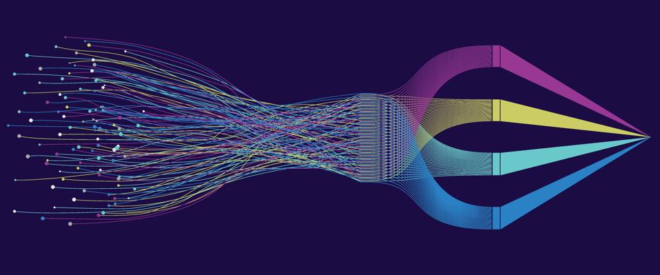September 16 Brightens Our Path To Prosocial AI 3 Big Data visualization. Structuring chaotic points with lines. Geometric abstract blue background.