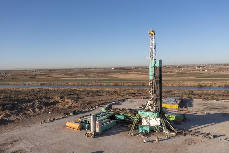 Oil drilling equipment on the river Pecos