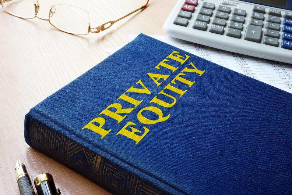 Book with title private capital and calculator.
