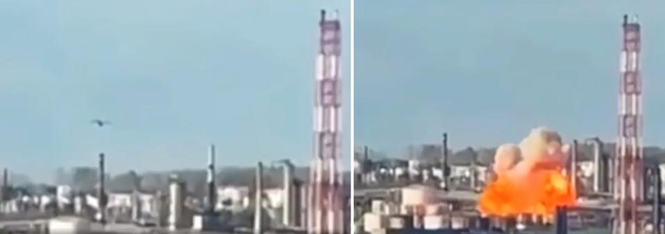 Ukrainian drone strike on the Novo-Ufa oil refinery in Russia.