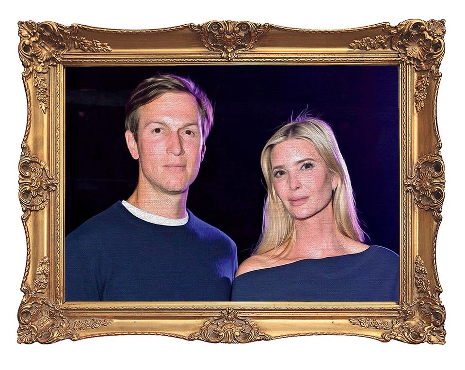 Photo of Jared Kushner and Ivanka Trump in an ornate gold frame