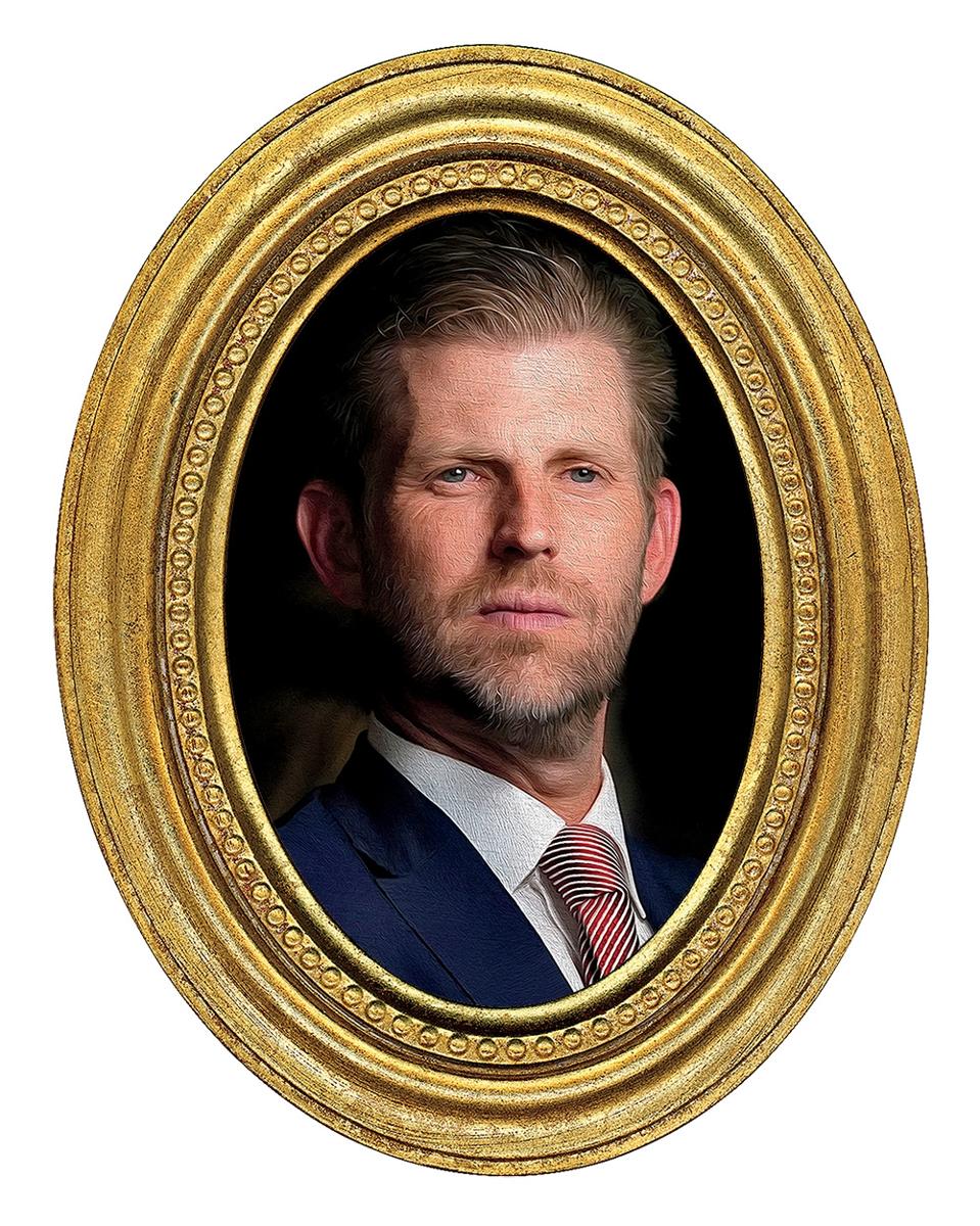 Photo of Eric Trump in an ornate gold frame