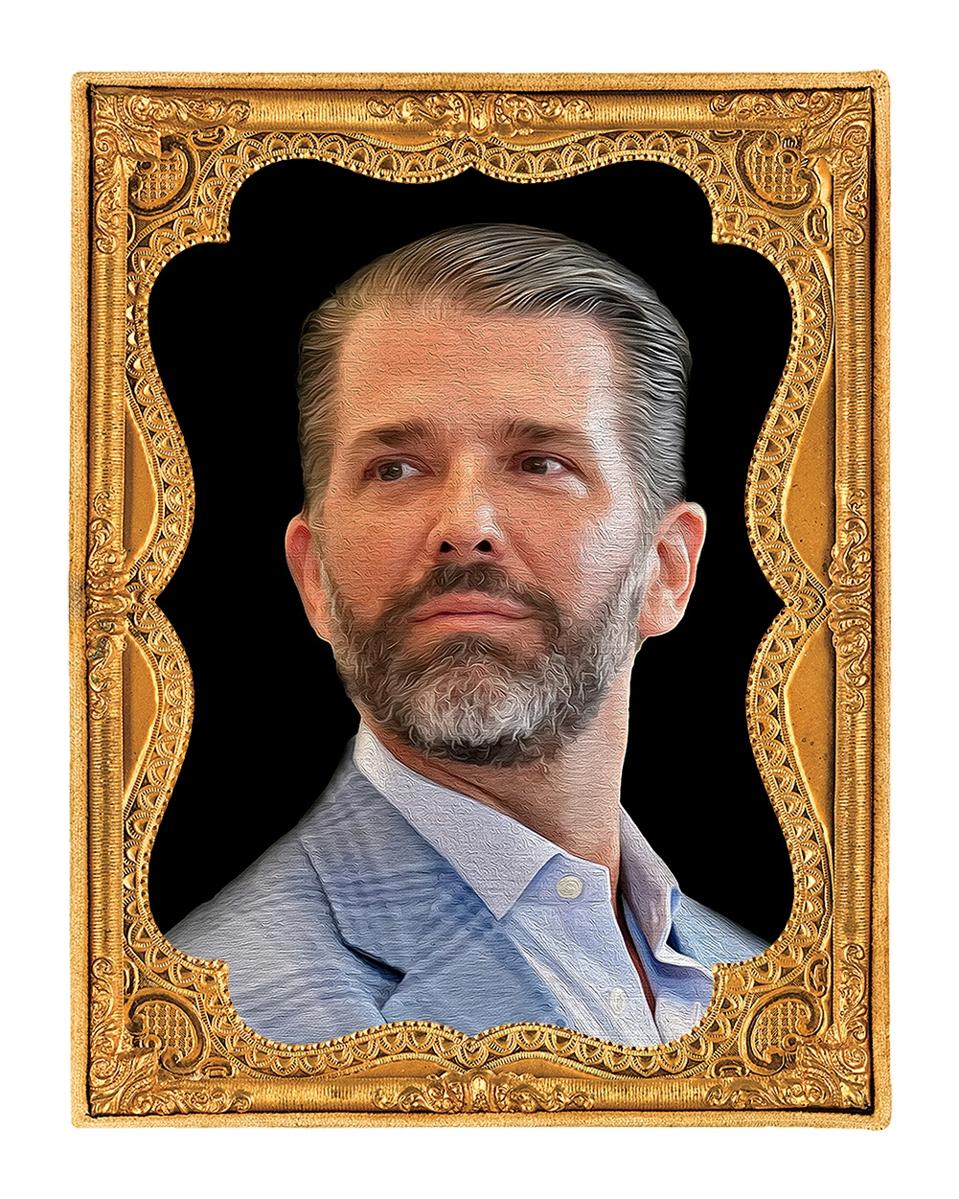 Photo of Donald Trump, Jr. in an ornate gold frame
