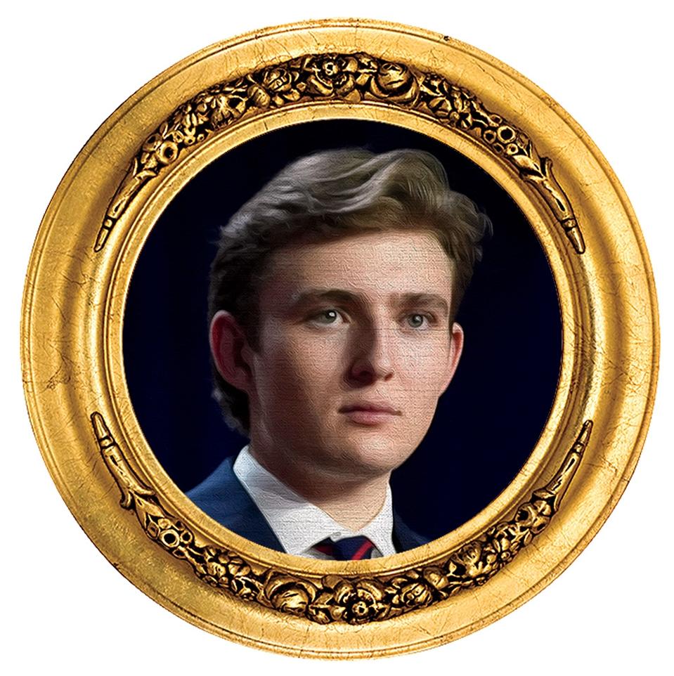 Photo of Barron Trump in an ornate gold frame