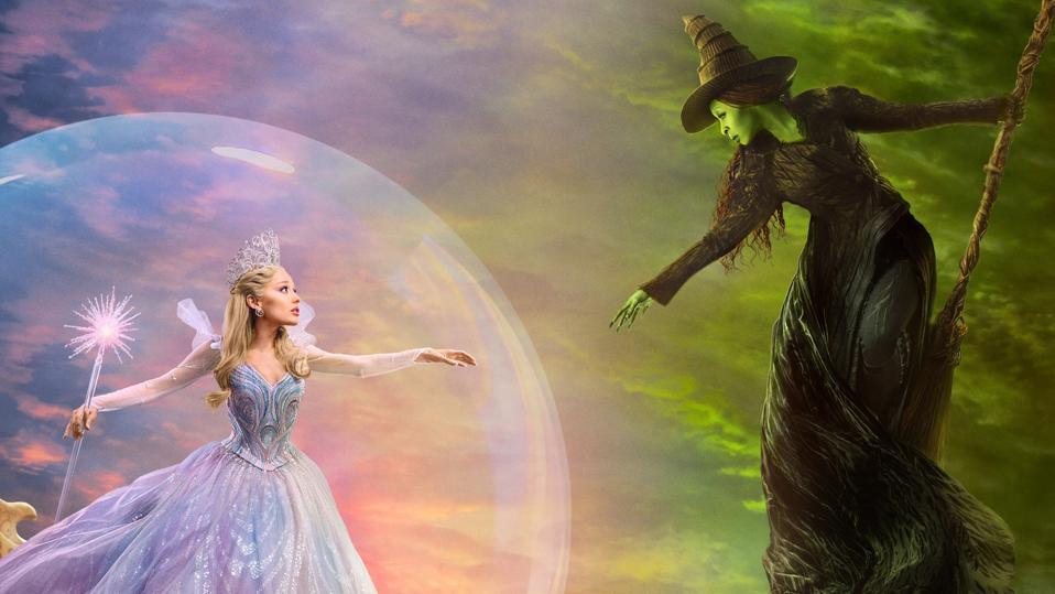 "Wicked: For Good" partial poster featuring Ariana Grande and Cynthia Erivo.