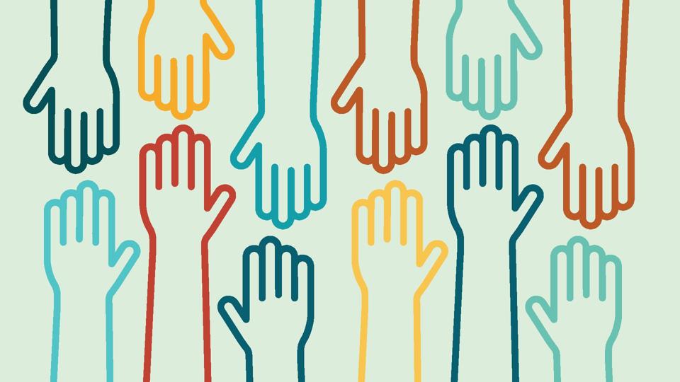 Hands up colorful icon vector design