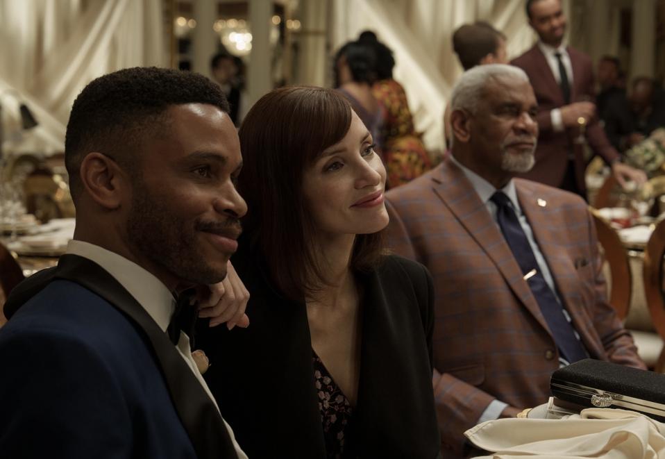 Nnamdi Asomugha, Jessica Chastain and Richard Gant in "The Savant"