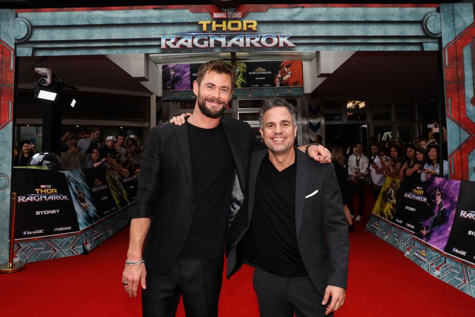 Chris Hemsworth and Mark Ruffalo attend the Thor: Ragnarok Sydney Screening Event 