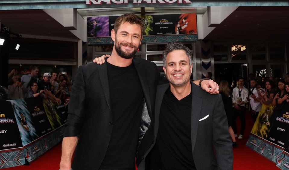 Chris Hemsworth and Mark Ruffalo attend the Thor: Ragnarok Sydney Screening Event
