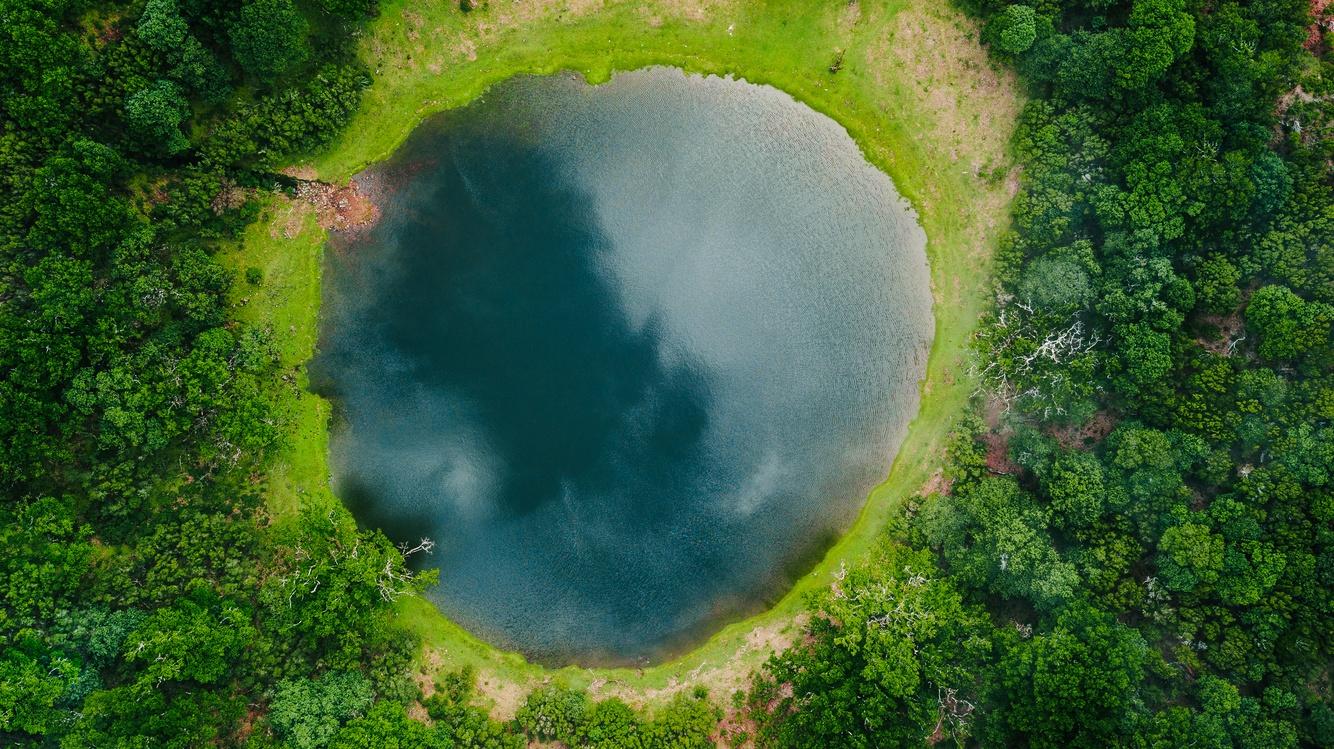 Madeira Island is an autonomous region of Portugal. A natural pond in Fanal.