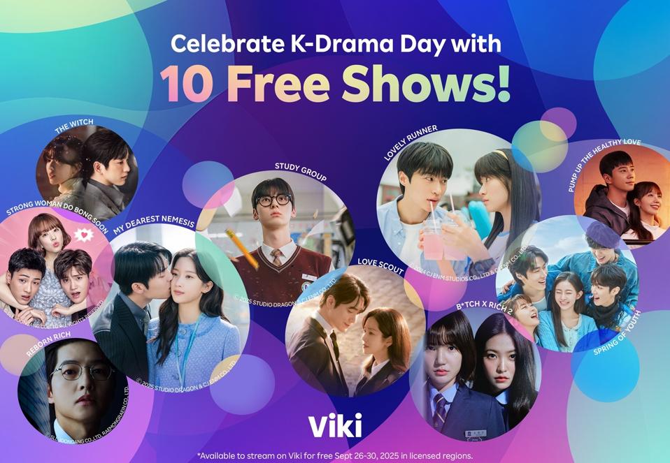 Poster featuring 10 K-drama titles viewers can watch for free on Viki