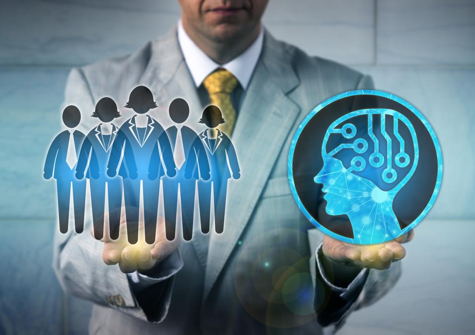 Man Balancing Out AI And White Collar Work Team