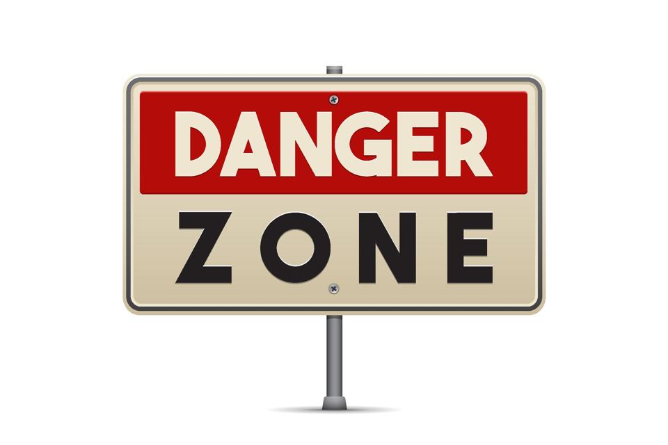 ''Danger zone'' traffic sign