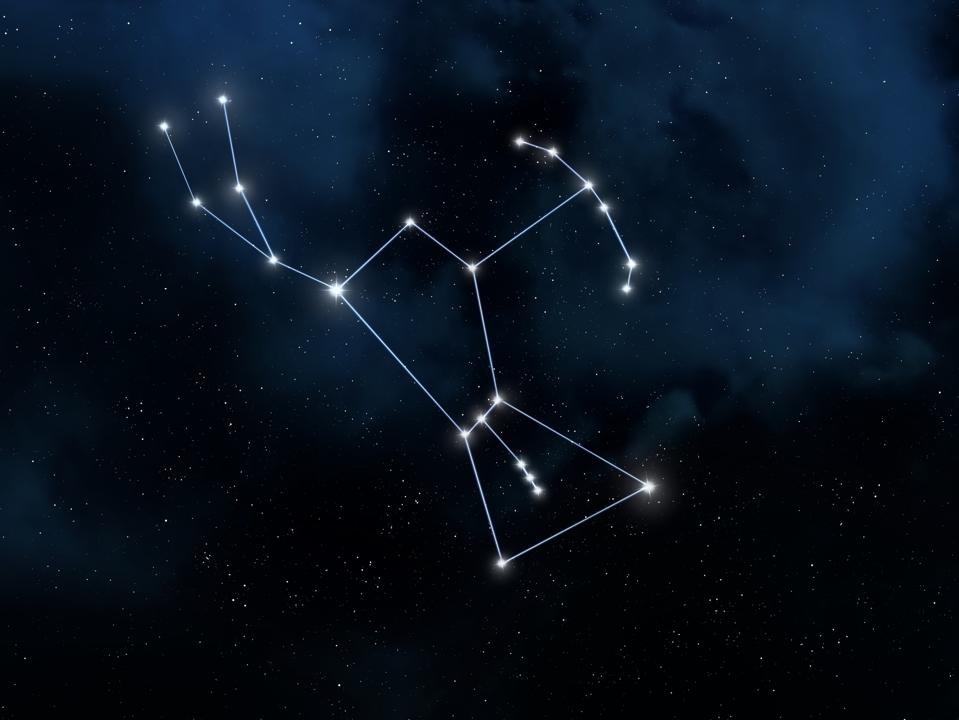 Orion the Hunter constellation in space isolated.