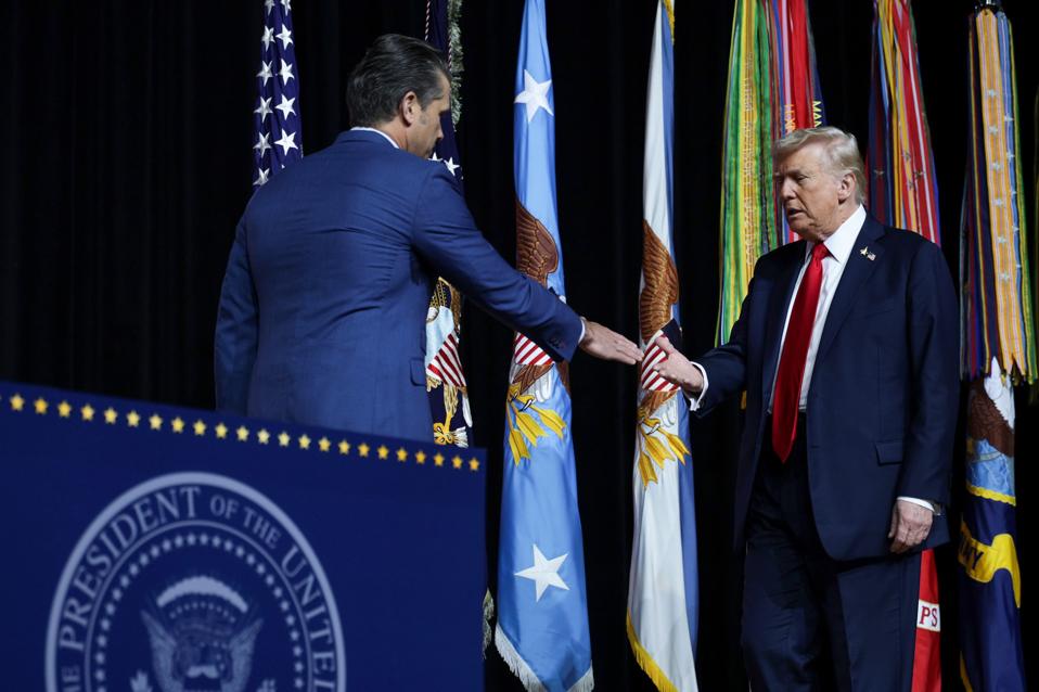 President Trump And Pete Hegseth Address U.S. Senior Military Leaders At Quantico