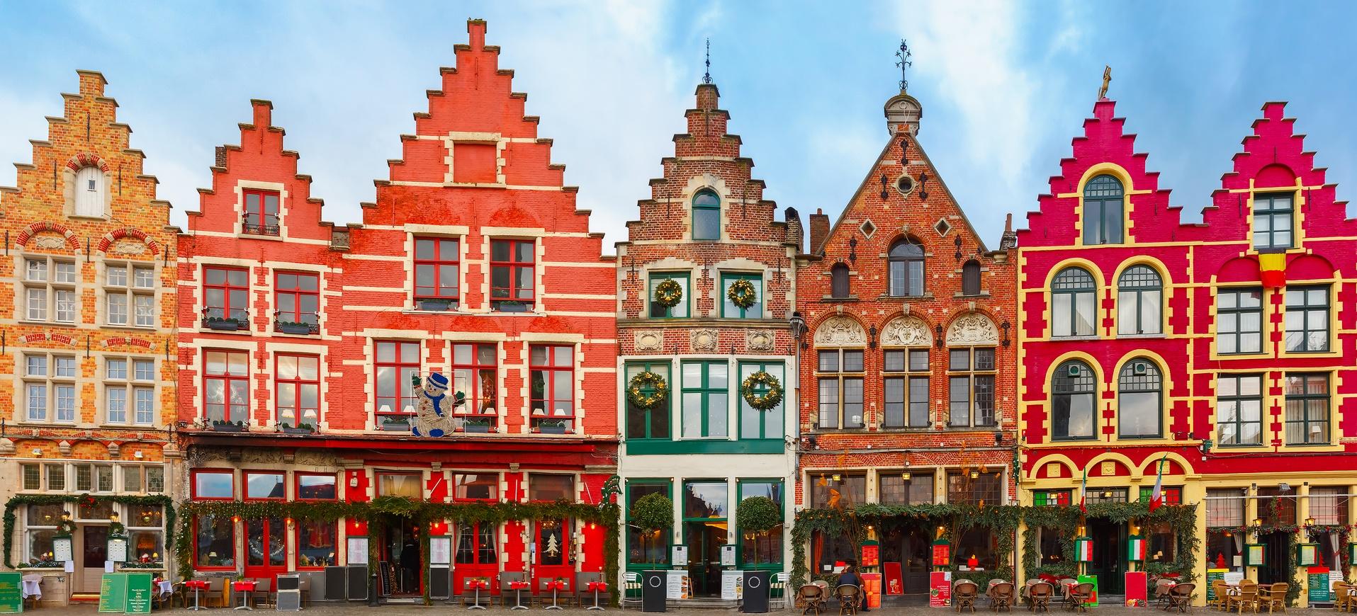 Christmas square in Belgium with colors