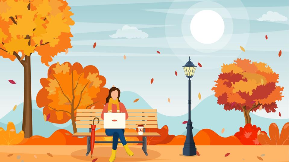 beautiful autumn city park