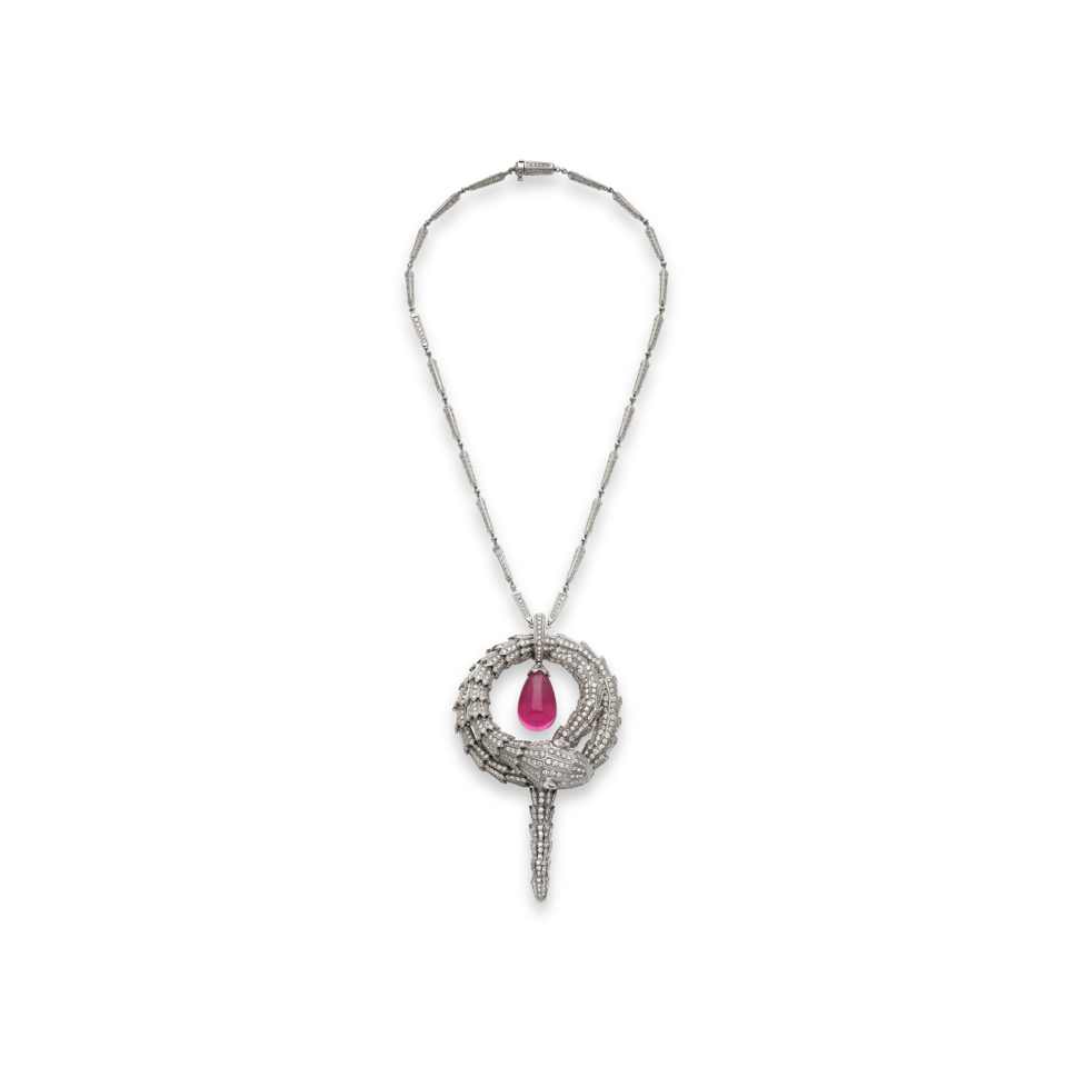 Diamond and tourmaline pendent necklace, ‘Serpenti.’ Estimate: $40,000-$60,000