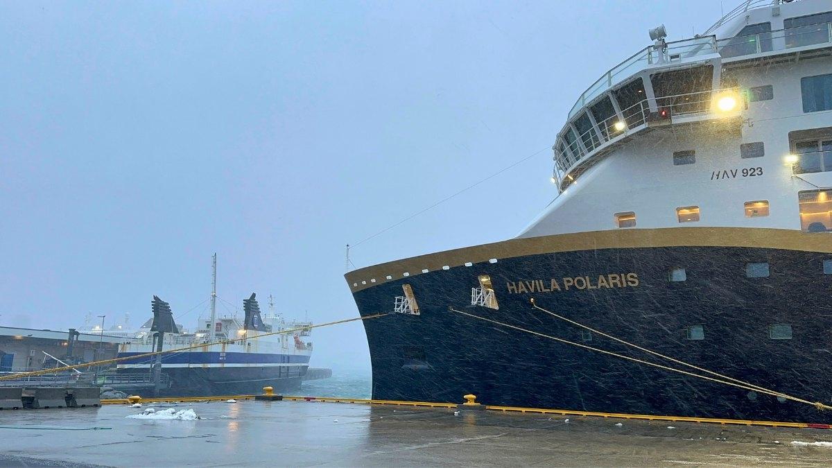 Havila Polaris coastal cruise ferry docked in Bodø, Norway.