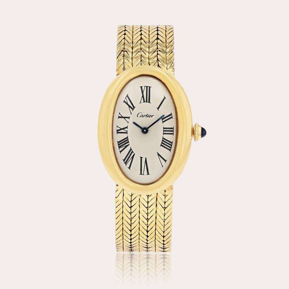 Cartier Baignoire watch gifted to Joseph Losey by Elizabeth Taylor. It fetched $113,038