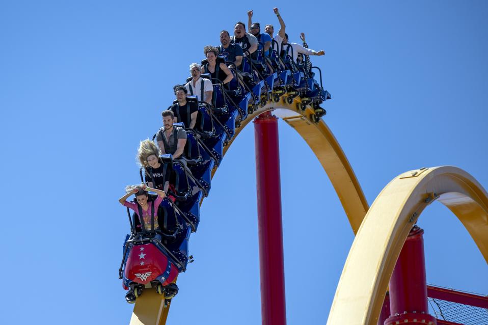 Wonder Woman Flight of Courage roller coaster at Six Flags Magic Mountain