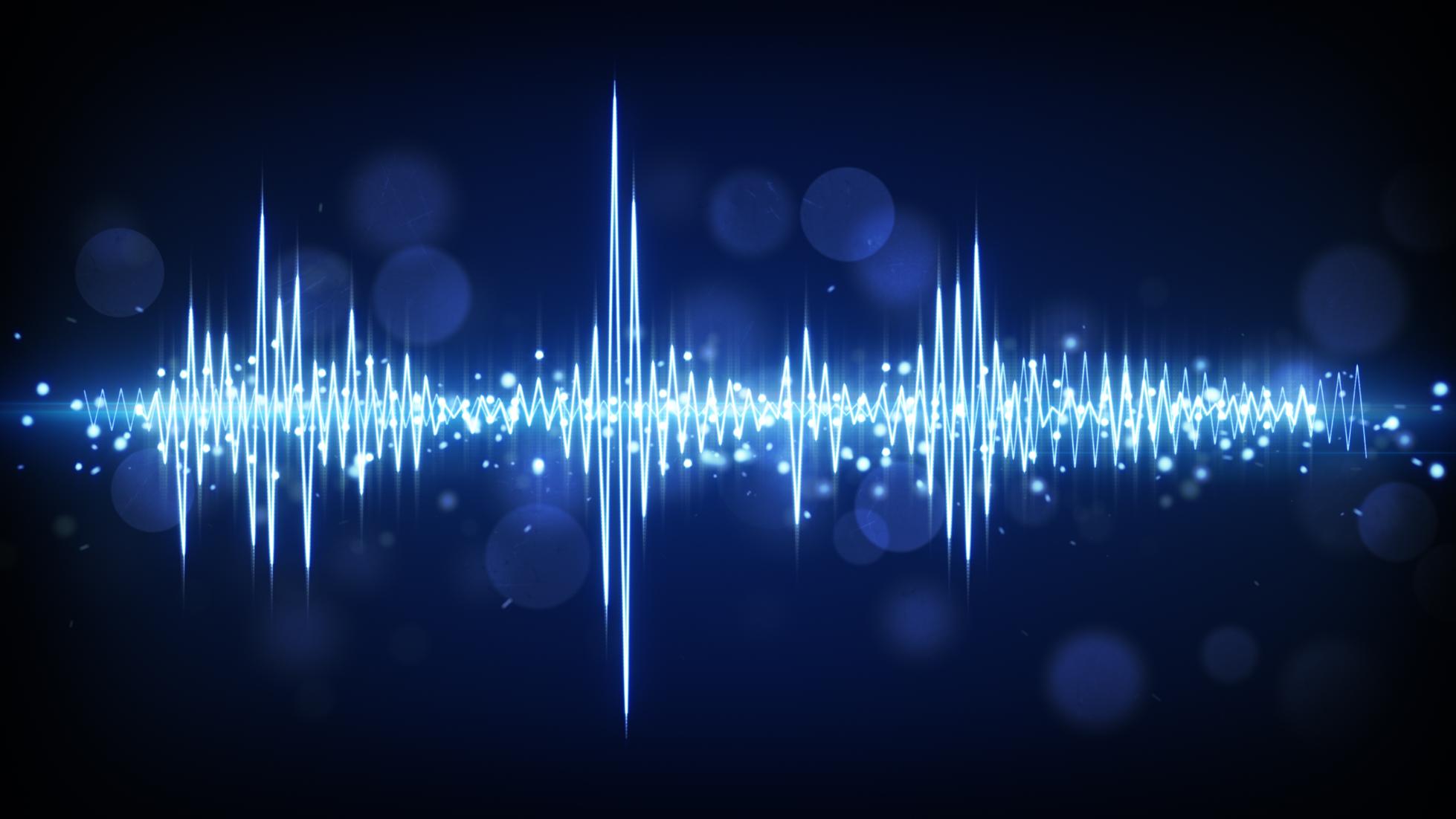 blue audio waveform background