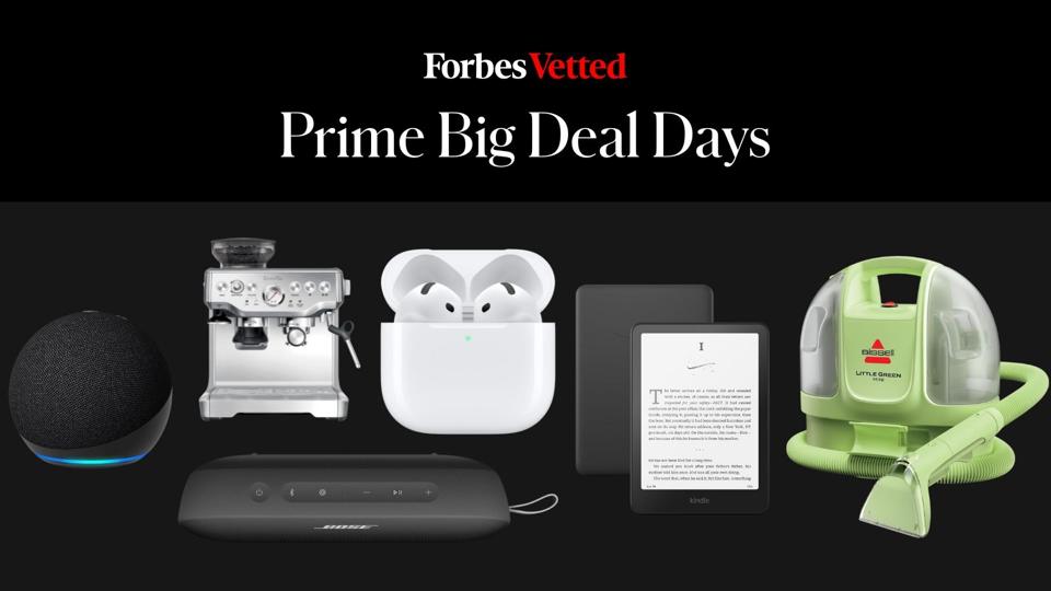 A collage of products on a black background with "Prime Big Deal Days" written across.