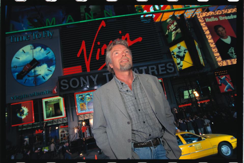 Virgin Group CEO Richard Branson attends the grand opening of a Virgin Megastore in Times Square.