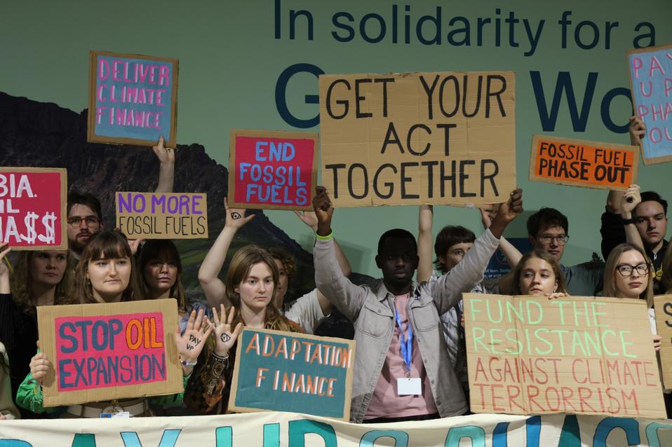 Activists at the COP climate conference held last year in Baku, Azerbaijan.
