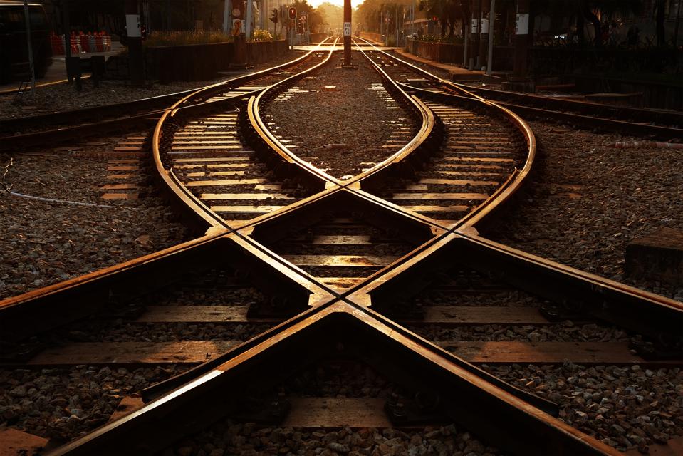 Railway track with switch and interchange