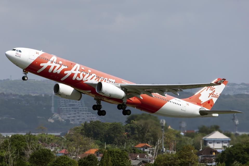 An AirAsia X Airbus A330-300 leaving Denpasar Bali Ngurah...
