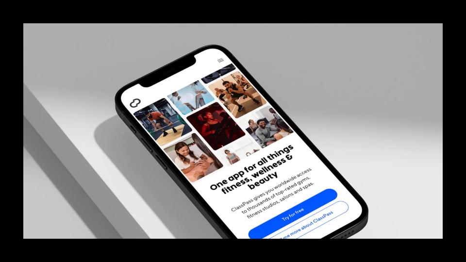 A white background with a smartphone featuring the ClassPass app signup page.