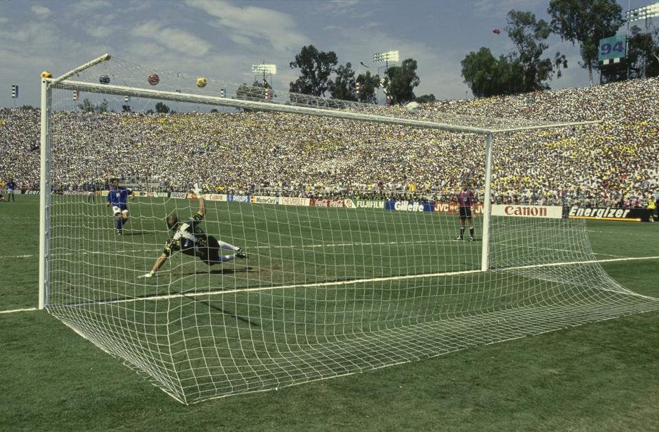 1994 FIFA World Cup - Final - Brazil V Italy Roberto Baggio misses penalty kick shootout