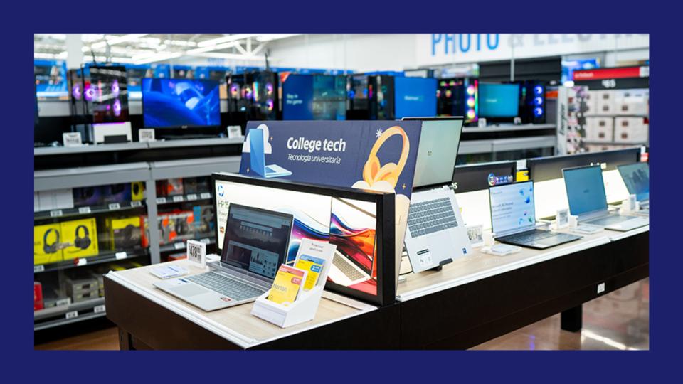 Image of Walmart laptop section inside its store. 