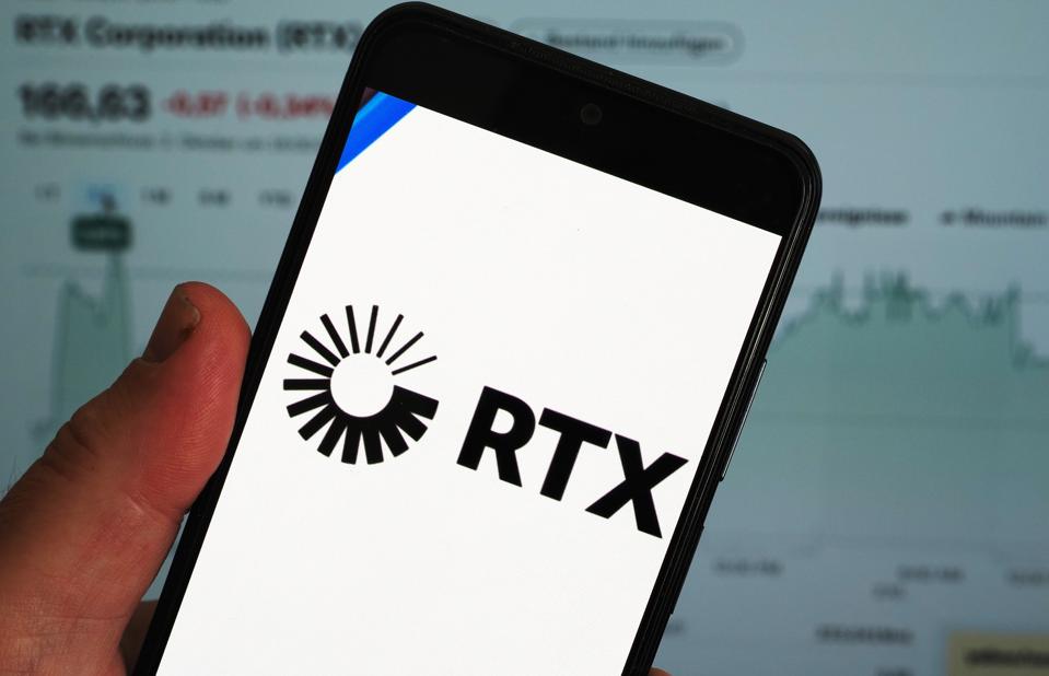 In this photo illustration, the RTX Corporation logo is seen...