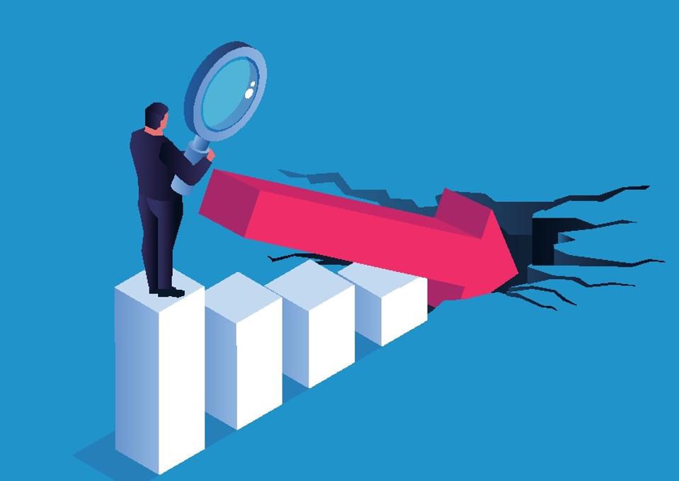 Isometric world financial crisis, falling market prices, economic collapse, bankruptcy, budget recession, economic downturn
