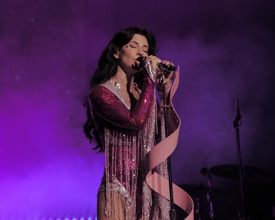 Marina performs at Radio City Music Hall in New York as part of the PRINCESS OF POWER Tour on September 25, 2025.