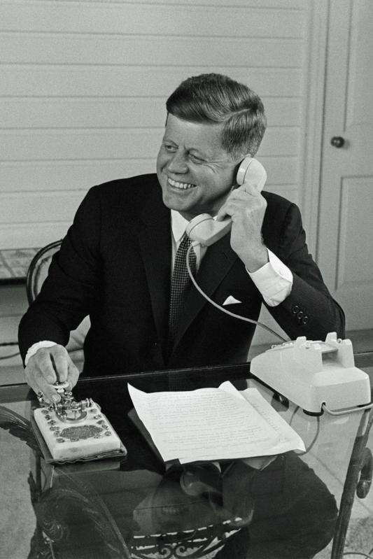 President Kennedy Using a Telegraph Key