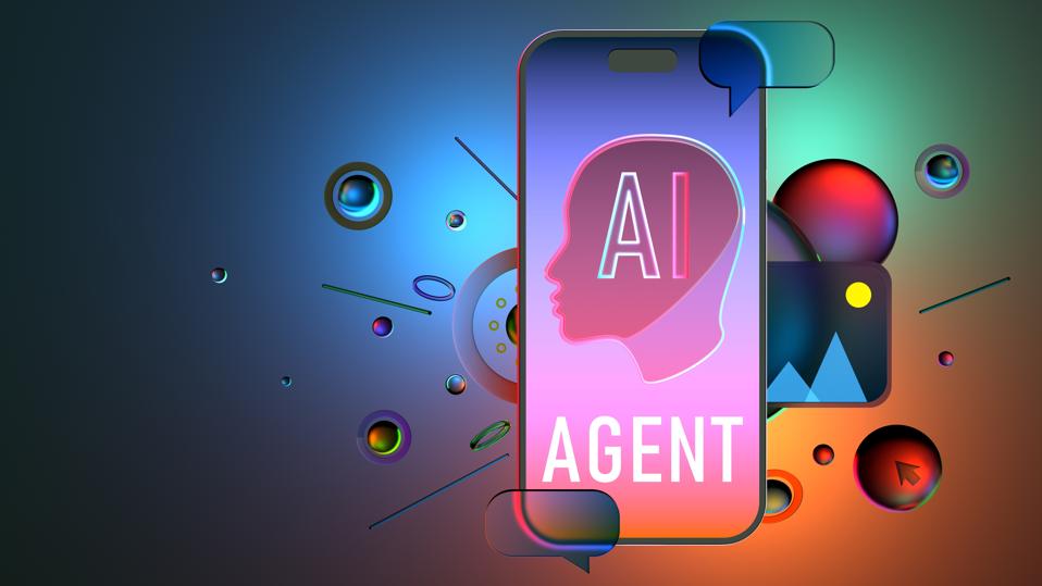 AI agent - digital text and head shape on creative smartphone background. Machine Learning Concepts. AI - Artificial Intelligence digital concept. LLM large language model. chat bot. Agentic AI