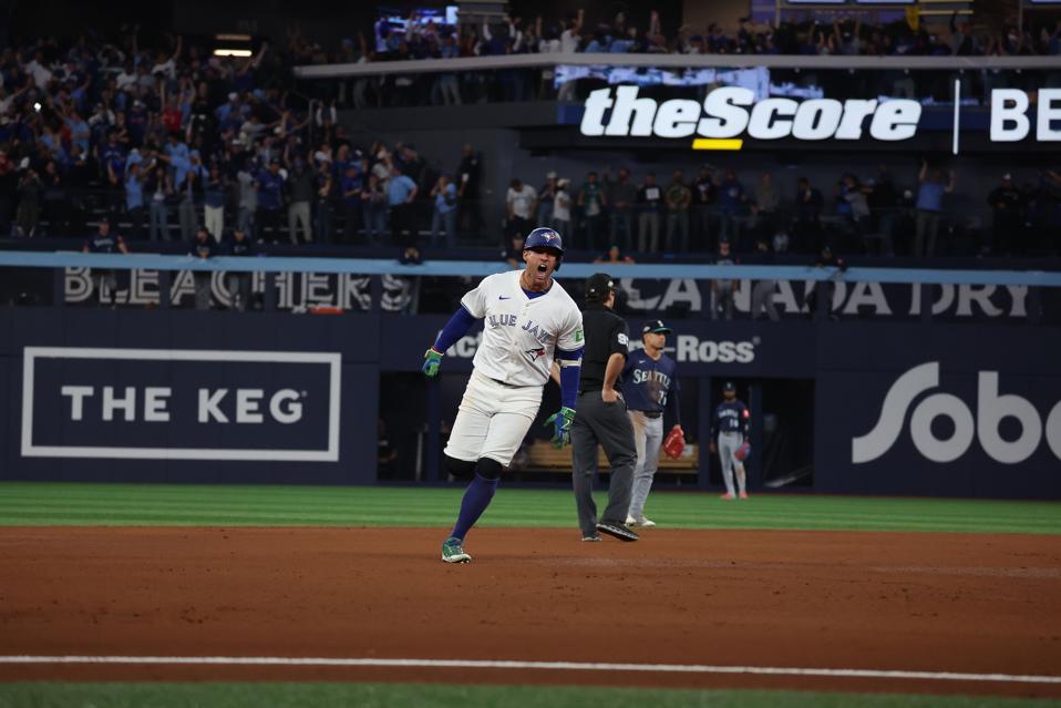 Toronto Blue Jays play the Seattle Mariners in game seven of their ALCS MLB Playoff series