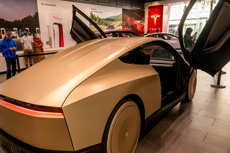 Tesla's Cybercab On Display At A Showroom