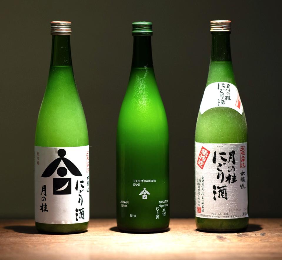 Bottles of Nigori sake: Nigori is great for sake beginners and connoisseurs alike.  