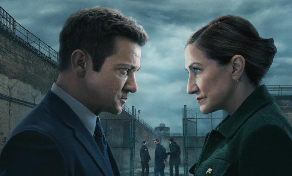 "Mayor of Kingstown" Season 4 poster featuring Jeremy Renner and Edie Falco.