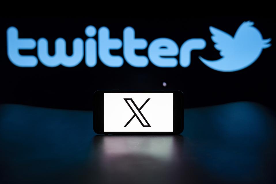 Twitter and X logos.