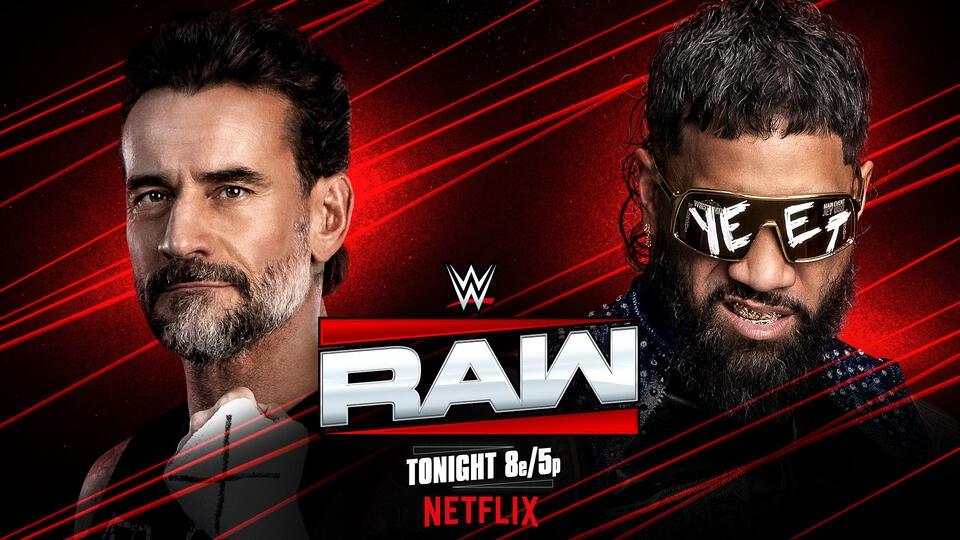 CM Punk and Jey Uso face off on WWE Raw.