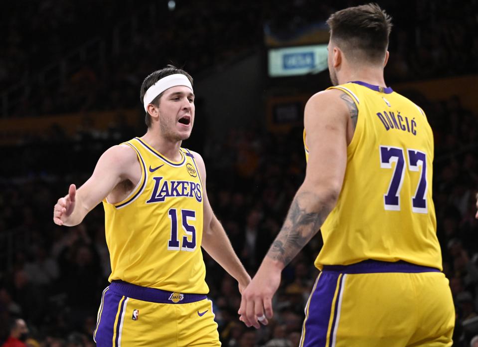 Los Angeles Lakers defeated the Denver Nuggets 120-108 to win a NBA basketball game.