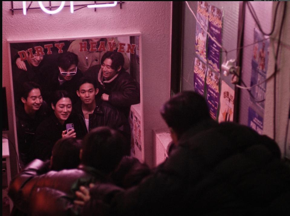 A group of men enter a nightclub in Seoul/