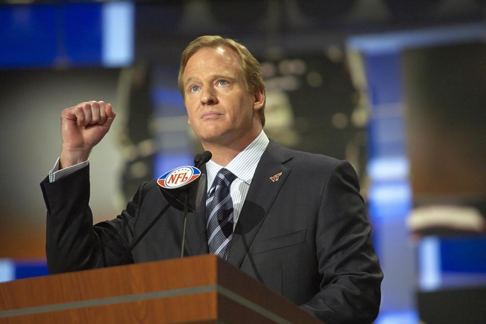 Roger Goodell NFL leadership crisis management Super Bowl halftime controversy.