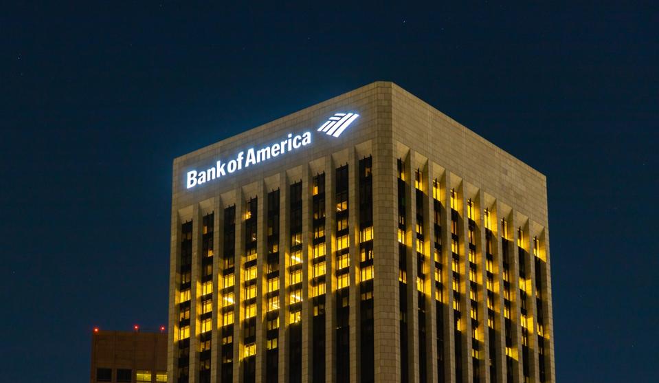 Los Angeles Bank of America Downtown Building at Night